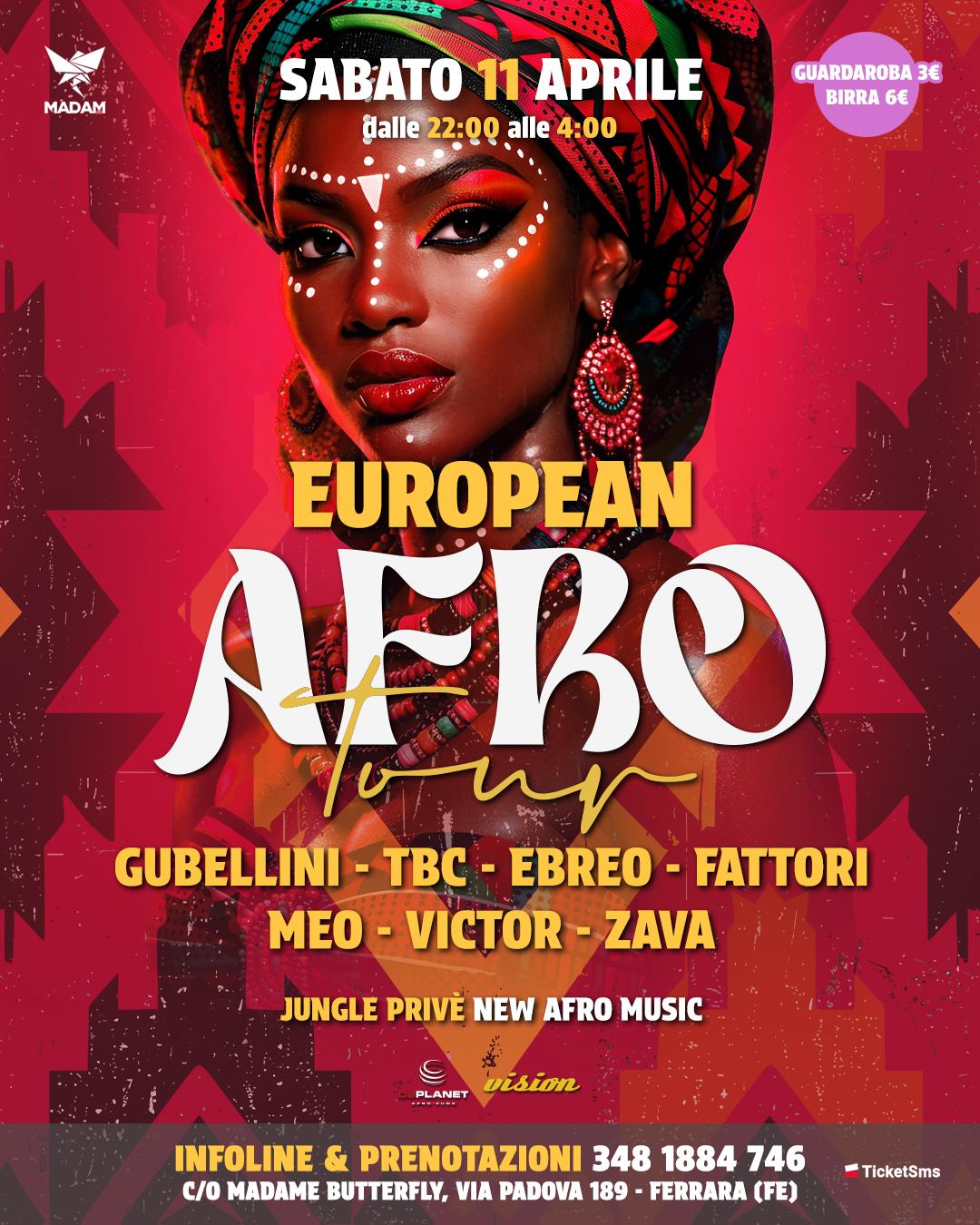 European Afro Tour – Afro Night – 11 Aprile 2026 – MaDaM Ferrara