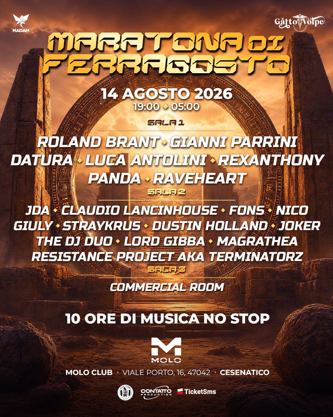 Maratona di Ferragosto al Molo Club di Cesenatico il 14 agosto 2026