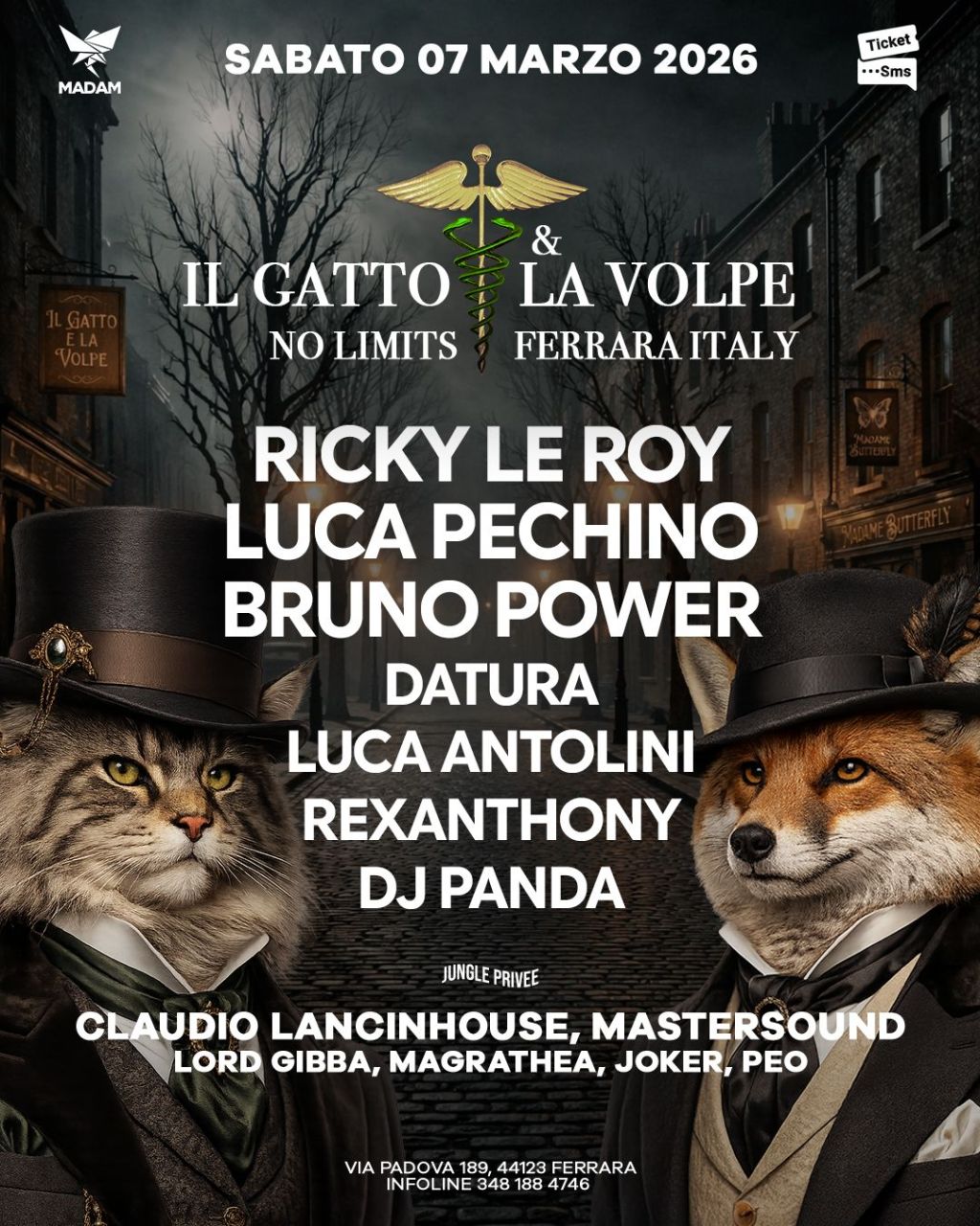 Il Gatto & La Volpe – Bruno Power, Ricky Le Roy, Luca Pechino – 7 Marzo 2026 – MaDaM Ferrara