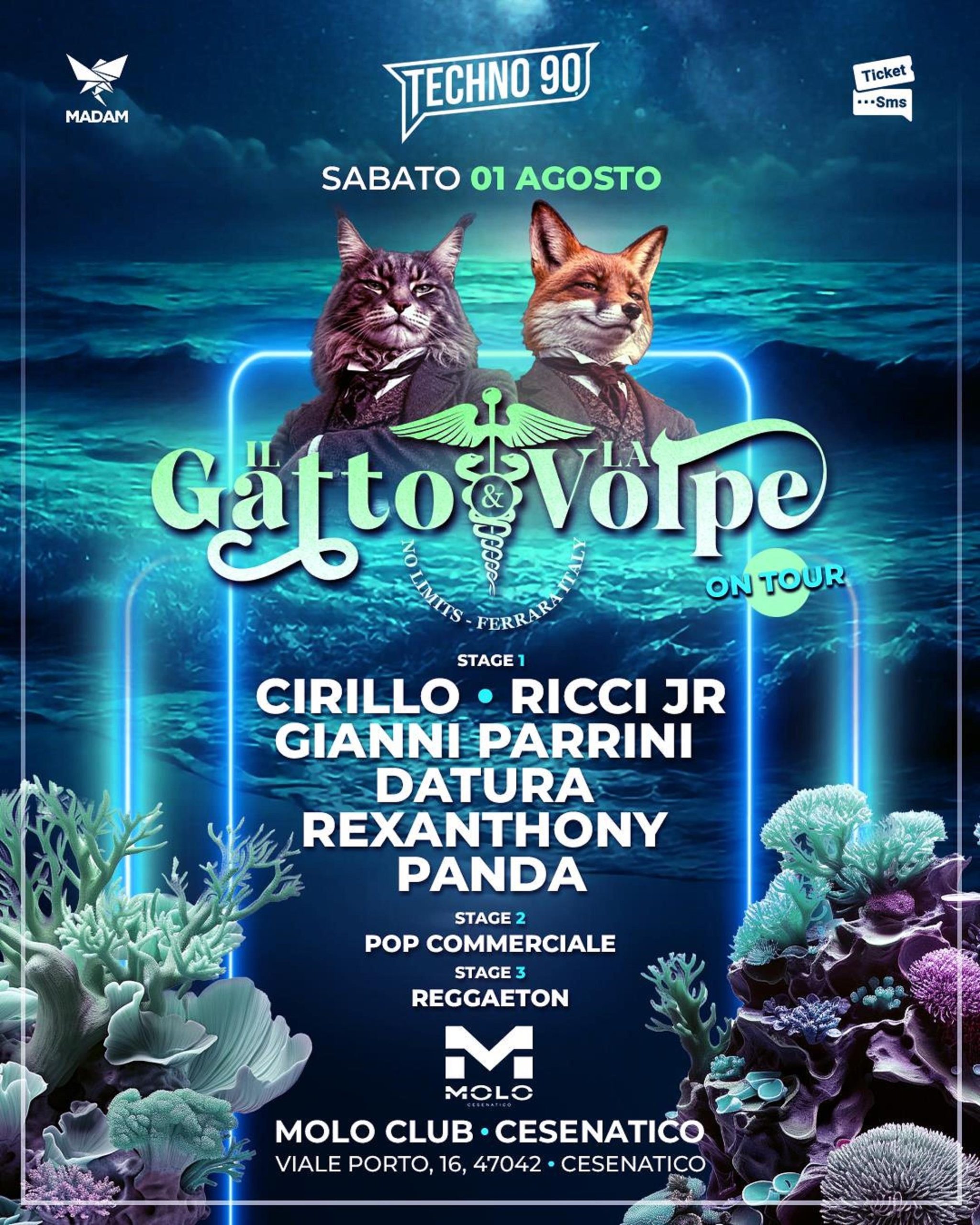 Techno 90 Il Gatto e la Volpe al Molo Club di Cesenatico