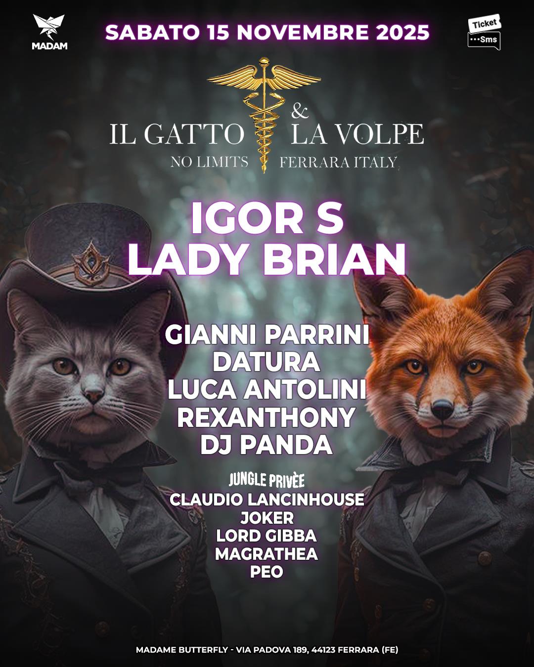 Il Gatto & la Volpe – 15 novembre 2025 – Madame Butterfly Ferrara